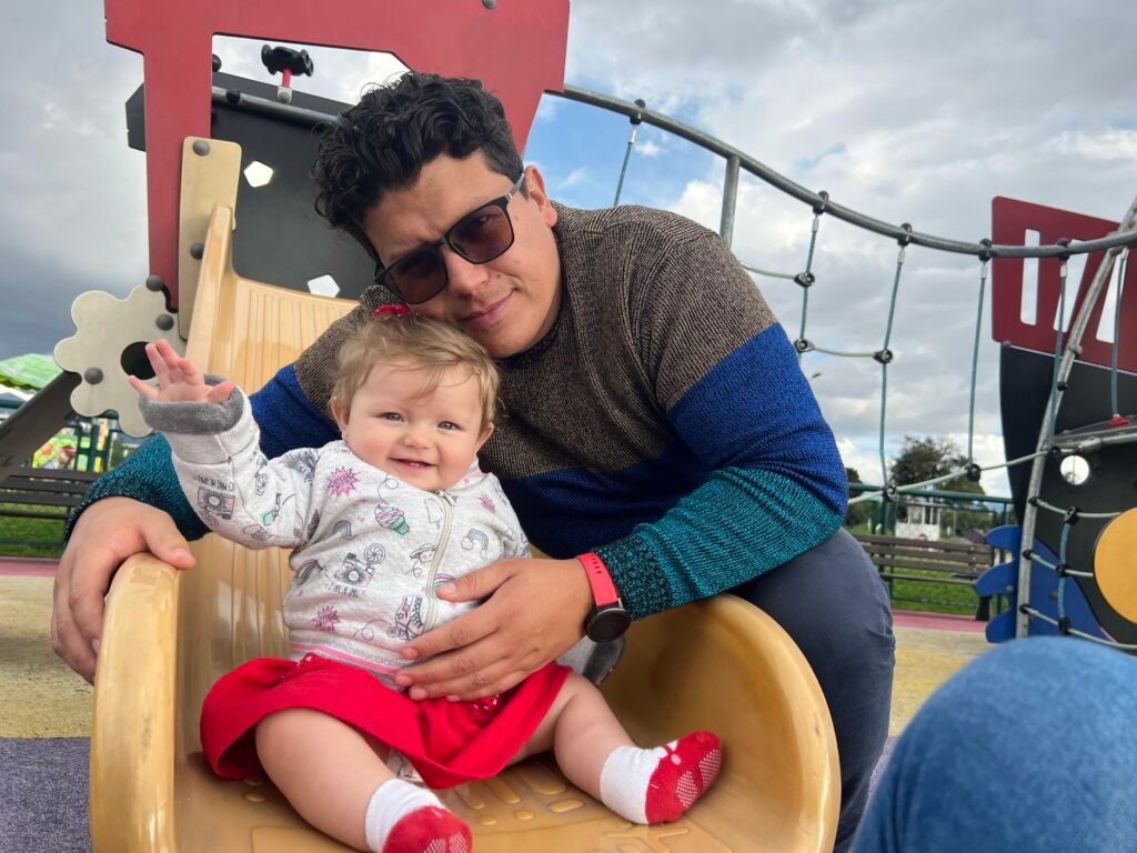 Azul y papá